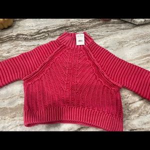 Free People Crop Sweater.  Hot Pink.  XS.